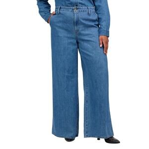 Madewell Java Wash Wide Sweep Denim Trousers Size 32